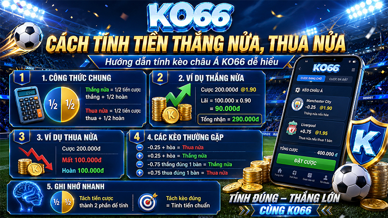 Cách tính tiền thắng nửa thua nửa